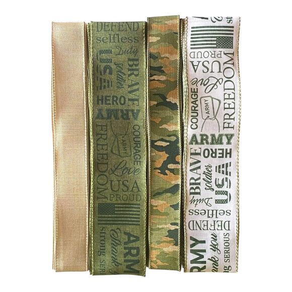 Army Strong Wreath Kit Sign & Ribbon Bundle | Camo Military Decor | DIY Craft - Picture 3 of 7